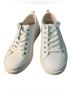 Vionic Winny Lace-up Leather Sneakers Women's 7.5 White Arch Support Rubber Sole